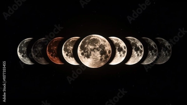 Obraz Lunar Phases - A Celestial Dance