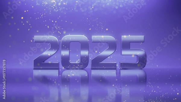 Obraz 3D 2025 on Purple Winter Background