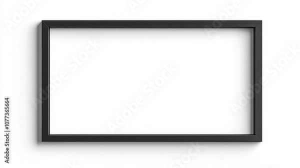 Fototapeta Empty black frame on white wall: minimalist design and space for creativity