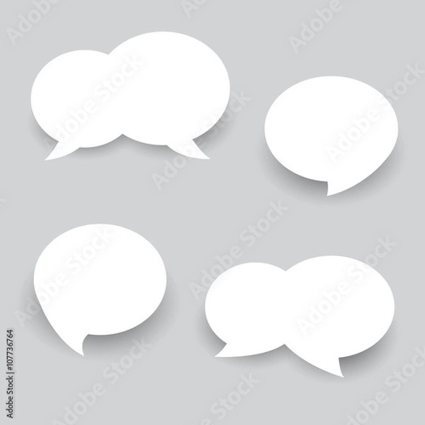 Obraz Set White Speech Bubbles. Abstract Vector