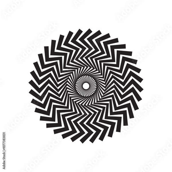 Fototapeta Abstract background of curved and zigzag lines coming from the center