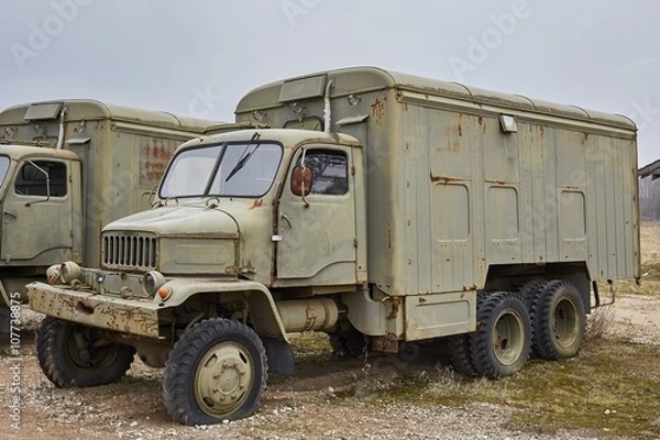 Obraz Old army car parked outdoors