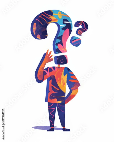 Fototapeta Illustration of a person having questions and thinking