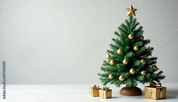 Fototapeta Christmas tree with gift boxes