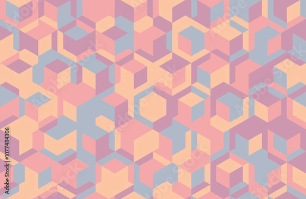 Fototapeta Minimal geometric design with sharp shapes and mosaic repetition. Ideal for seamless backgrounds, modern textile patterns, or trendy poster covers.