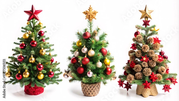 Fototapeta Christmas tree element set white background