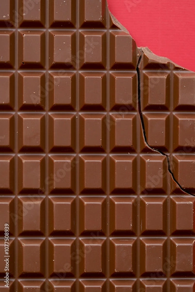 Obraz chocolate bar on a red background