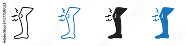Fototapeta Knee pain icon Vector set outline