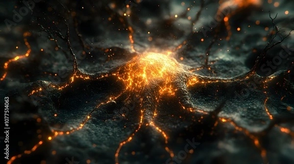 Fototapeta Glowing Neuron Network