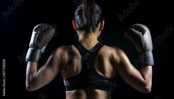 Fototapeta Shadow boxing helps build stamina and endurance effectively.  