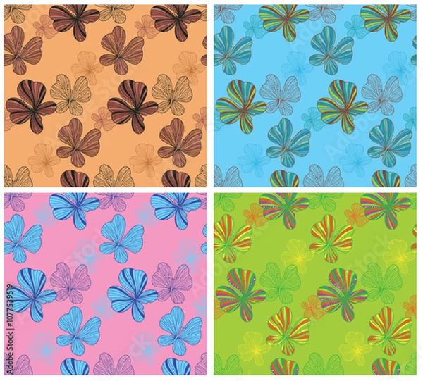 Fototapeta Seamless pattern with colorful butterflies in different color variations. Fun and vibrant design, perfect for kids' fashion, textile prints, and decorative purposes.