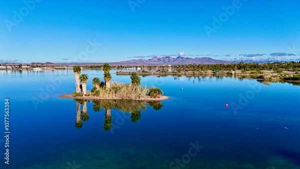 Fototapeta island in the middle of the lake 