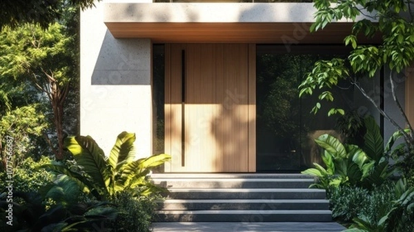 Obraz Modern House Entrance with Greenery
