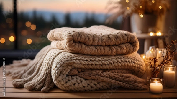 Fototapeta 暖かそうなニットのマフラー