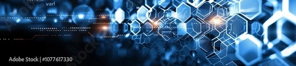 Fototapeta Abstract Digital Business Background with Hexagons and Futuristic Technology Elements