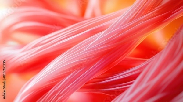 Fototapeta Close-up view of vibrant red strands showcasing intricate details and textures.