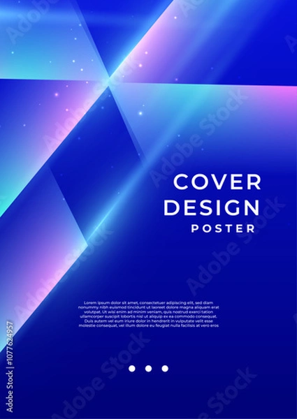 Obraz Blue Pink And White Abstract Geometric Cover Poster Design Background