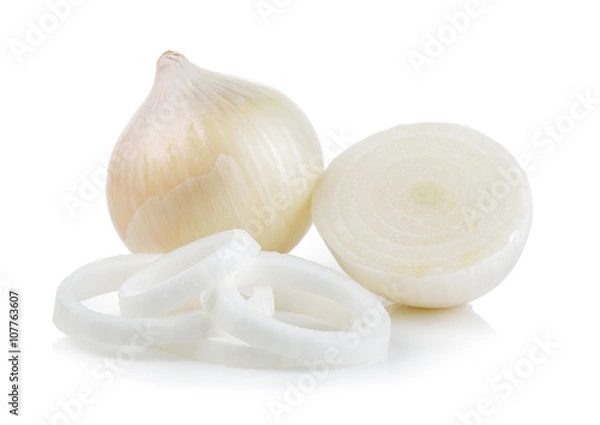 Obraz biała cebula na białym tle