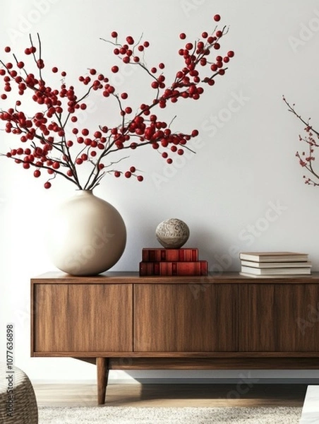 Obraz Modern Christmas Decoration with Berry Arrangement