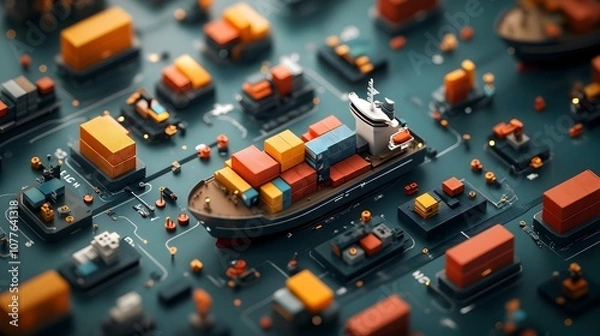 Fototapeta AI powered global logistics platform that integrates real time data from supply chains container ships and export import activities