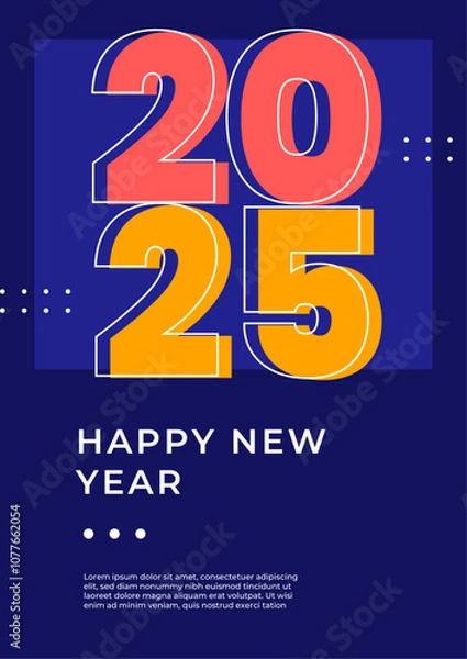 Obraz Colorful Stylish New Year 2025 Cover Poster Design Background