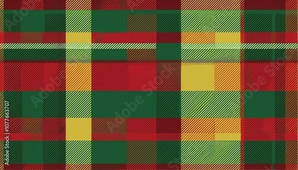 Fototapeta Red, green, and yellow plaid