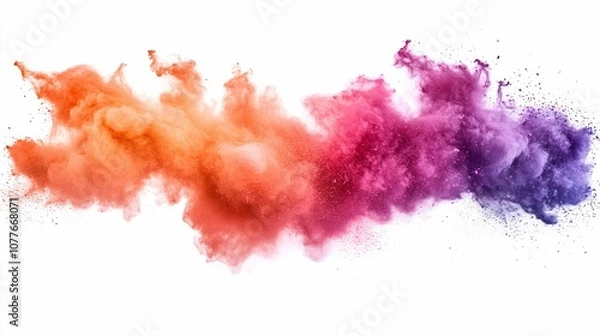 Fototapeta Abstract Colorful Powder Explosion on White Background