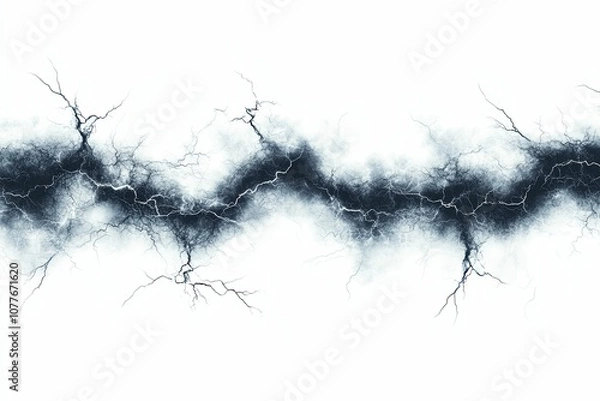 Fototapeta Abstract Dark Blue Lightning Bolts on White Background