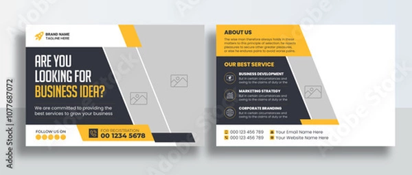 Fototapeta Corporate Postcard or Eddm postcard design template, Corporate Business Postcard Template Design, Simple and Clean Modern Minimal Postcard Template, Business Postcard Layout	