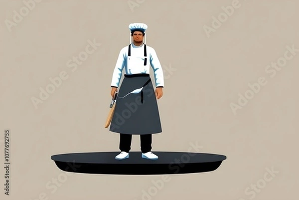 Obraz Professional Chef Isolated on White Background Generative AI illustration