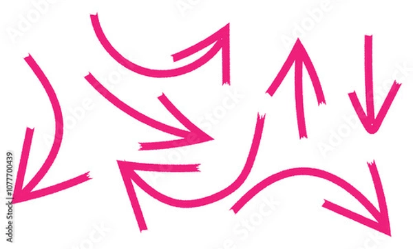 Fototapeta hand drawn set of arrow textured ink brush strokes collection