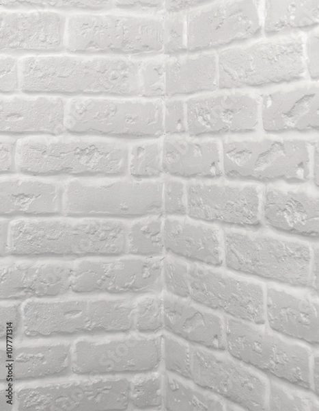 Obraz White background brick wall, corner, texture