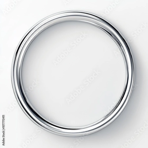 Fototapeta Circular object smooth shiny surface It appears to  a silver circle