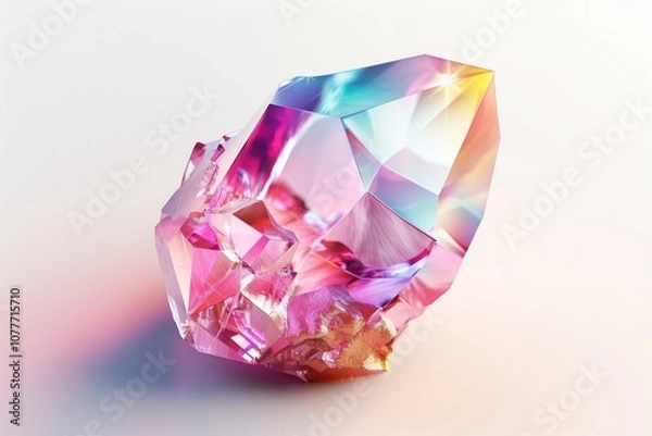 Fototapeta A beautiful, colorful crystal, rendered in the style of Octane Render