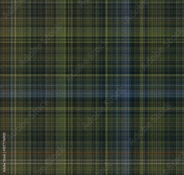 Fototapeta Plaid check pattern.Textured seamless pattern plaid, tartan weave design. Dark green, soft blue and Forest green 