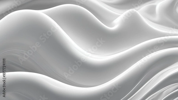 Obraz Pure white waves create a seamless blend with the minimalist background, embodying simplicity and elegance, Abstract background.