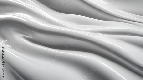 Obraz Pure white waves create a seamless blend with the minimalist background, embodying simplicity and elegance, Abstract background.
