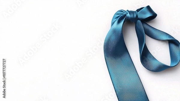 Fototapeta Elegant Isolated Blue Tie on a Clean White Background Perfect for Fashion, Formal Wear, Accessories, or Gift Presentations in Stock Photo Collection
