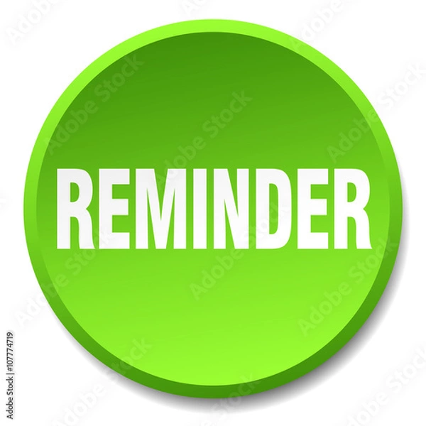 Fototapeta reminder green round flat isolated push button