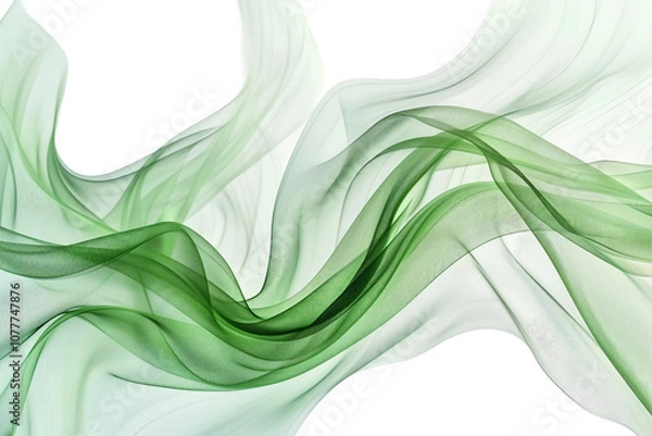 Obraz A green wave is shown on a white background