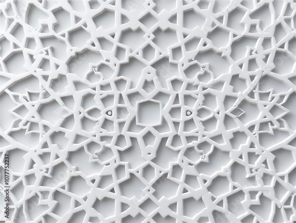 Fototapeta Islamic background with white Arabian pattern craft version 3
