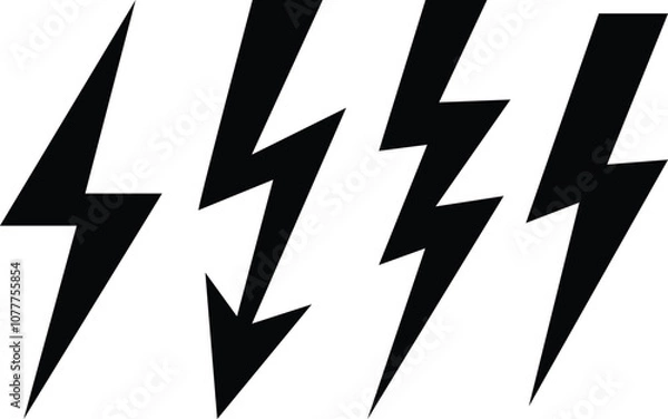 Fototapeta black and white arrow flash lightning bolt icon. Electric power symbol. Power energy sign lightning bolt illustration thunder icon