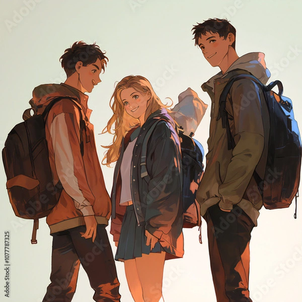 Fototapeta 男女の学生グループ