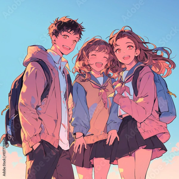 Obraz 制服姿の男女グループ