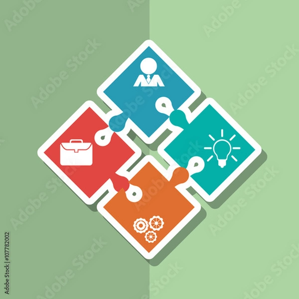 Fototapeta business and puzzle icon design, vector illustration