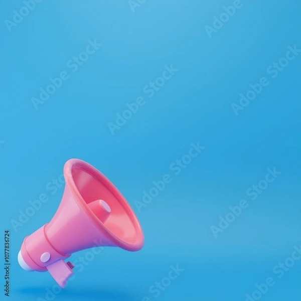 Obraz Pink megaphone isolated on blue background.