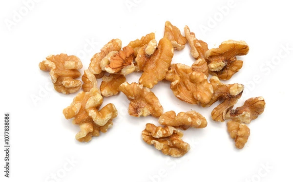 Obraz Stack Walnuts on white background
