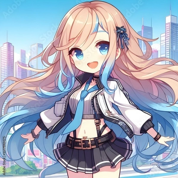 Obraz Blue-Tipped Chibi Heroine