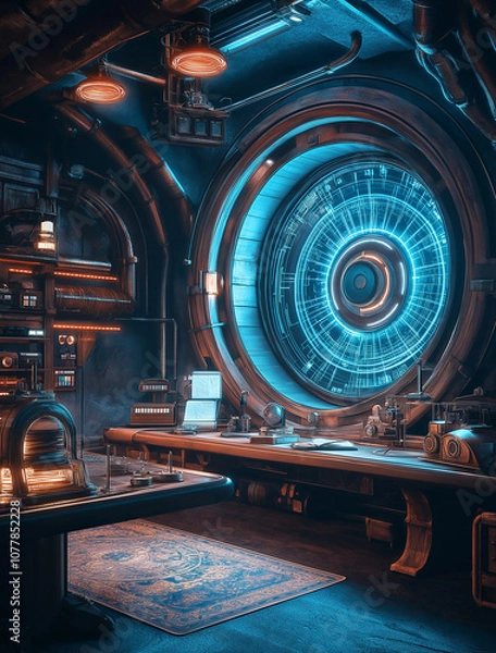 Fototapeta Sophisticated Analysis Chamber: High-Tech Hub for Data and Research