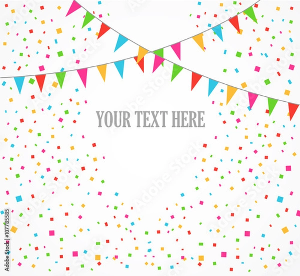 Fototapeta Vector Illustration of a Colorful Party Background with Confetti